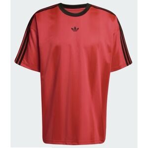 NEW MEN'S ADIDAS ORIGINALS TREFOIL POLY TEE SHIRT Jacquard Medium LUCID RED